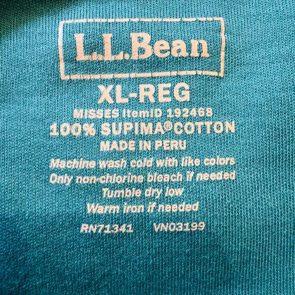 L.L. Bean Supima Cotton Button Cardigan Teal & Long Sleeve Crewneck T Shirt XL - Picture 4 of 8